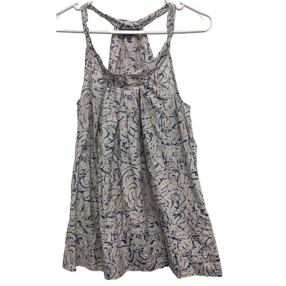 Martin +‎ Osa Womens Tank Top Size 4 Blue Gray Artsy Print Silk Blend Beach BOHO